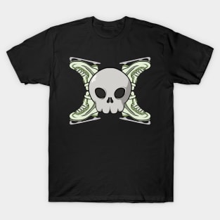 Ice skating crew Jolly Roger pirate flag (no caption) T-Shirt